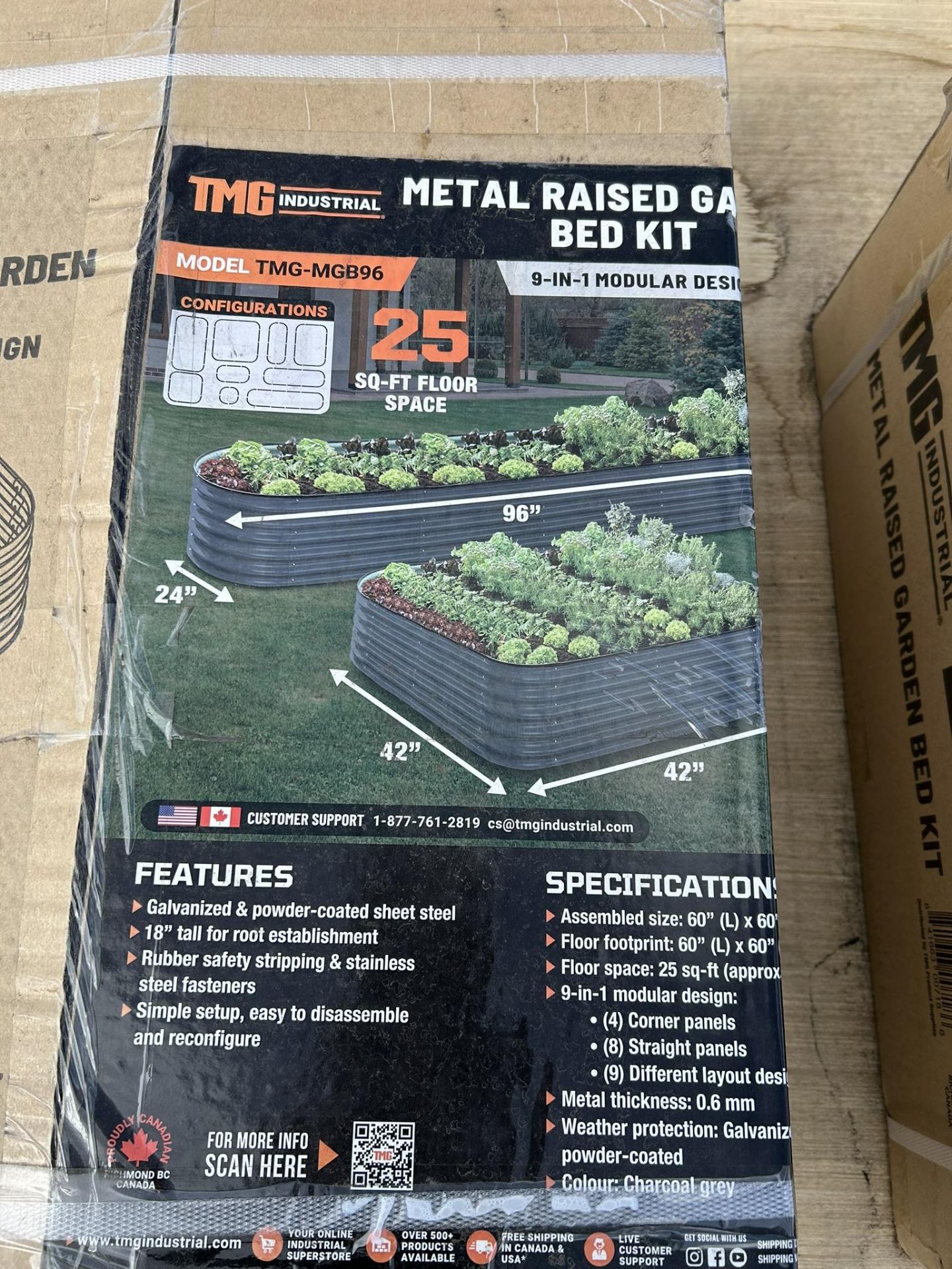 TMG-MGB96 18'' TALL 8'X2' METAL RAISED GARDEN BED KIT (9 IN 1 MODULAR)