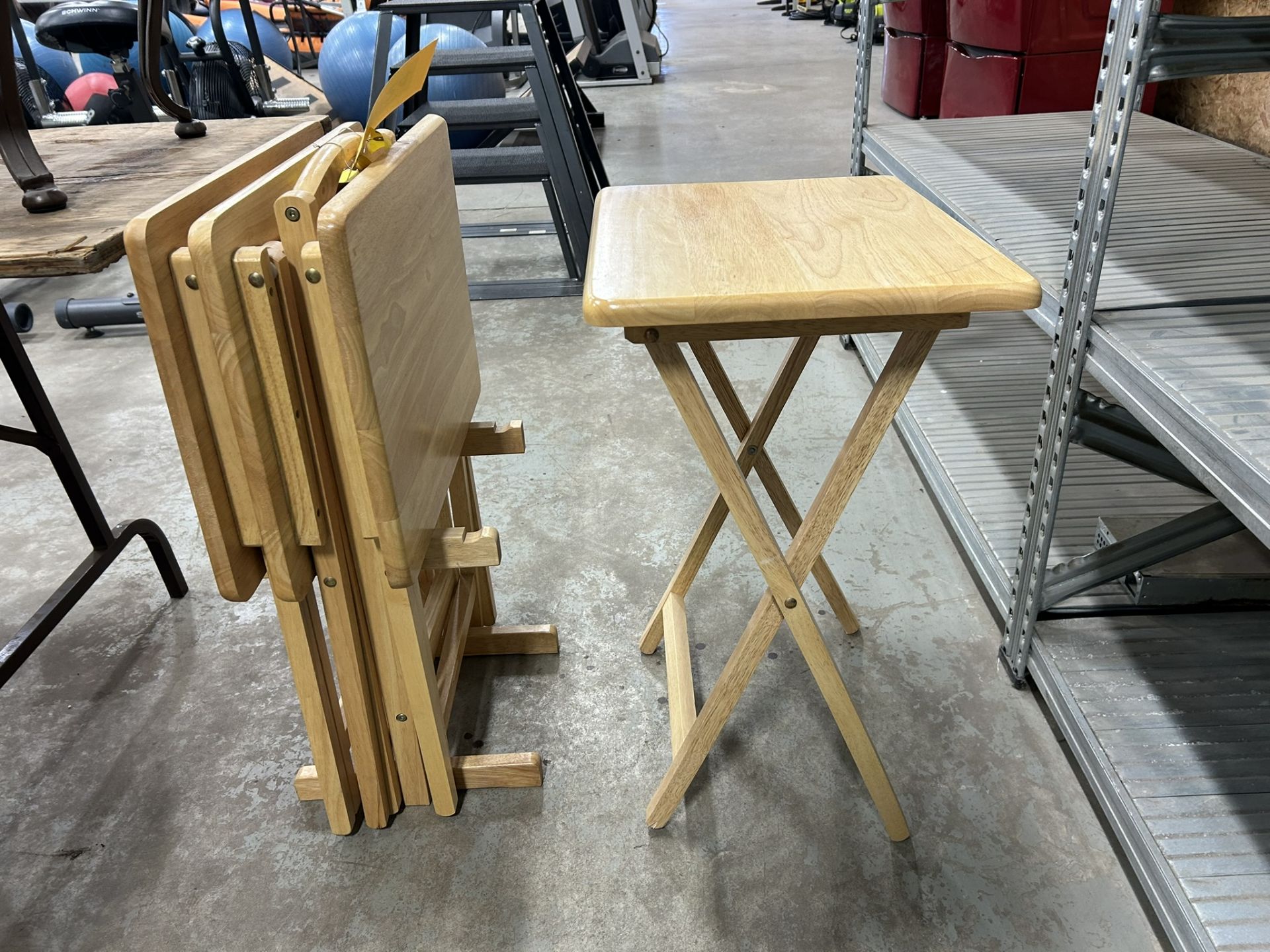 SET OF 4 - WOOD FOLDING TV TABLES - Image 2 of 2