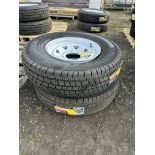 2 - GRIZZLY ST-235/85R16-10PR TRAILER TIRES W/ 8 BOLT RIMS (TIMES THE MONEY X2)