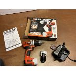 B&D 12V MAX CORDLESS DRILL W/2 BATTERIES AND CHARGER