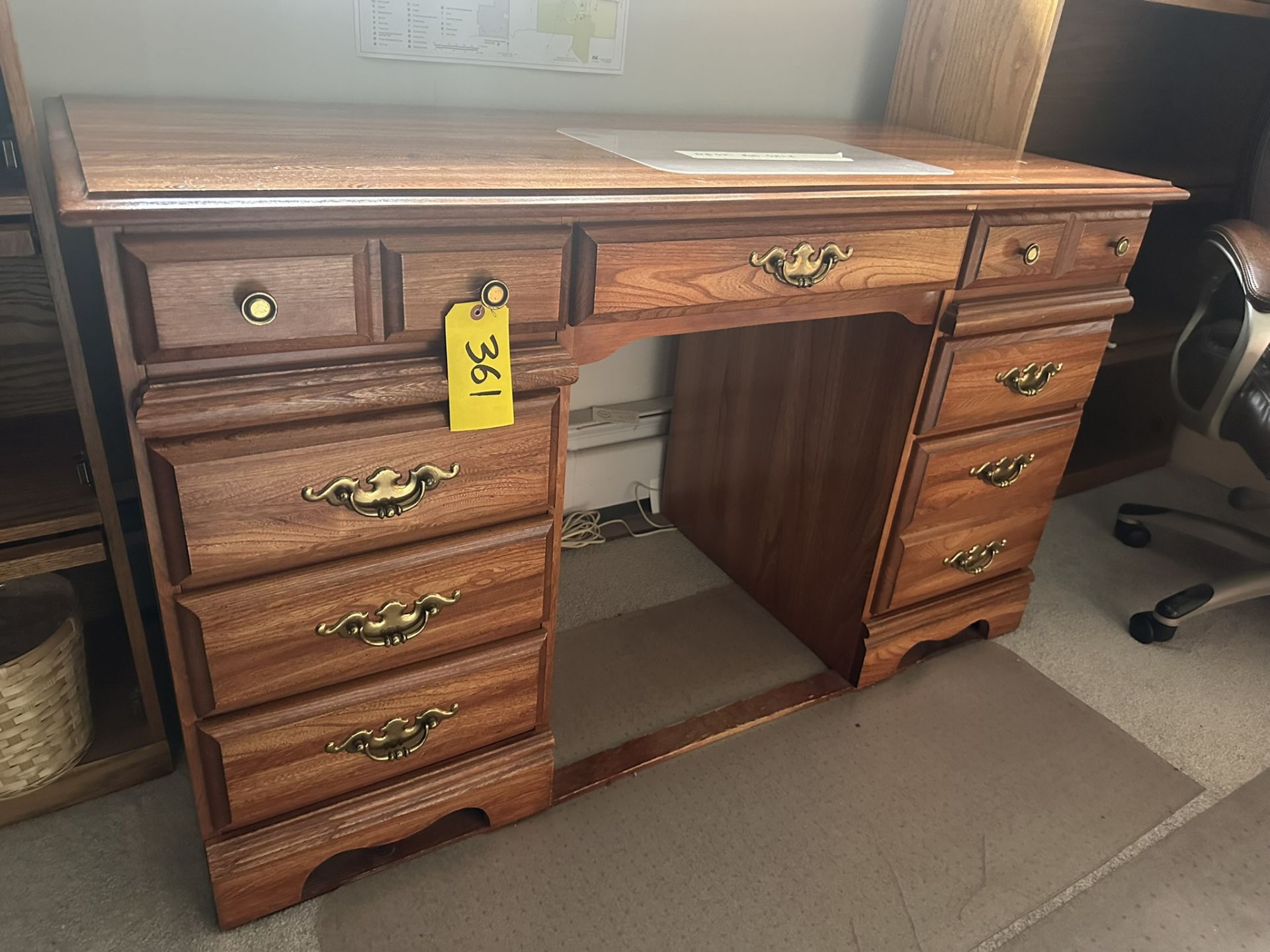 OAK DESK 52.5"X24"X30"H