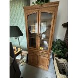 OAK CURIO CABINET 31"X19"X76"H