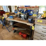 48"X24"X36" WORK BENCH W/ 4" BENCH VISE (POLY STORAGE BINS NOT INCLUDED)