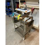 WOLF CRAFT PORTABLE WORK TABLE - TOP VISE ON METAL ROLLING CART (CART SIZE: 22X12X24)