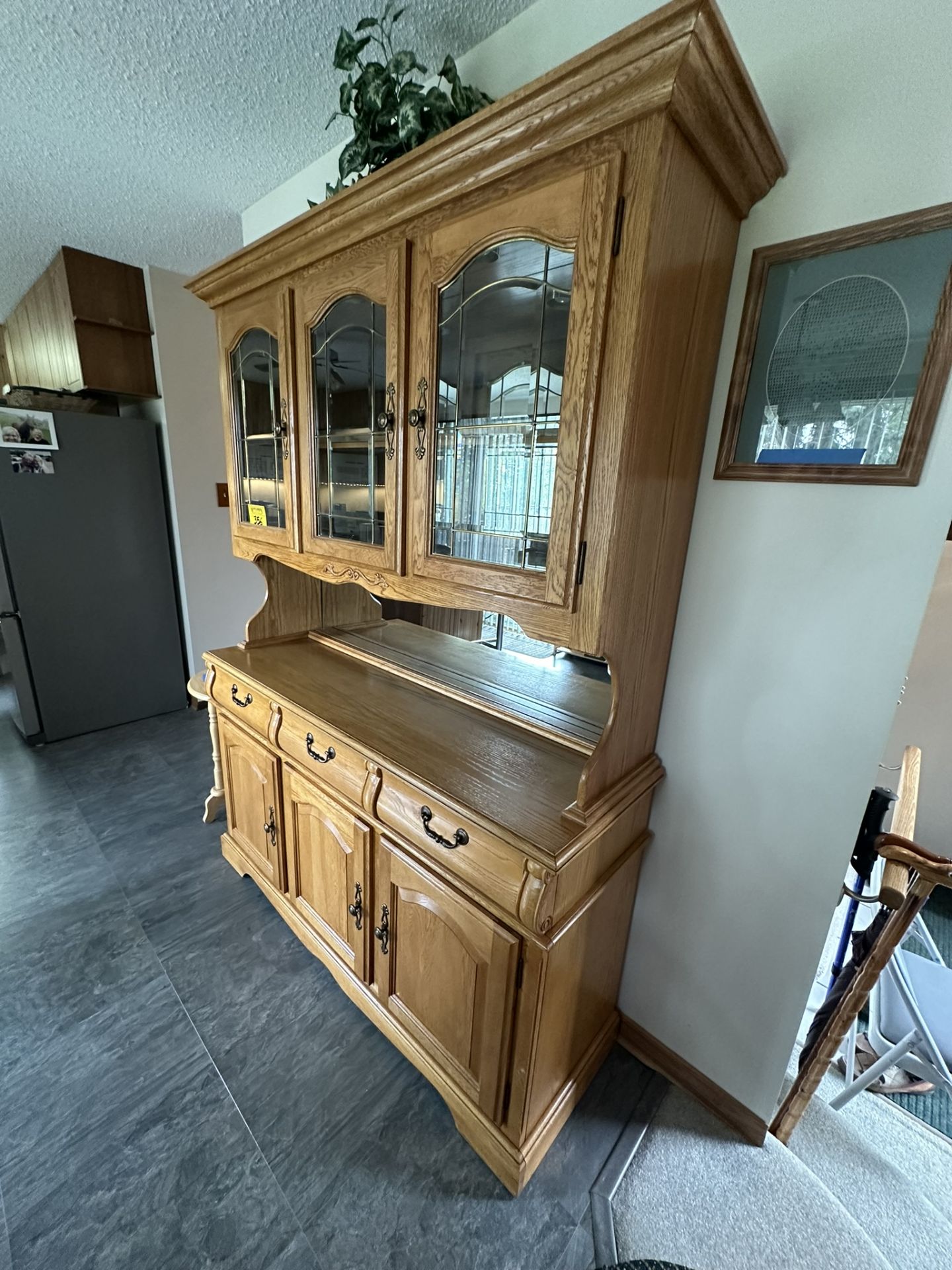 OAK CHINA CABINET 58"X18"X78"H - Image 2 of 2