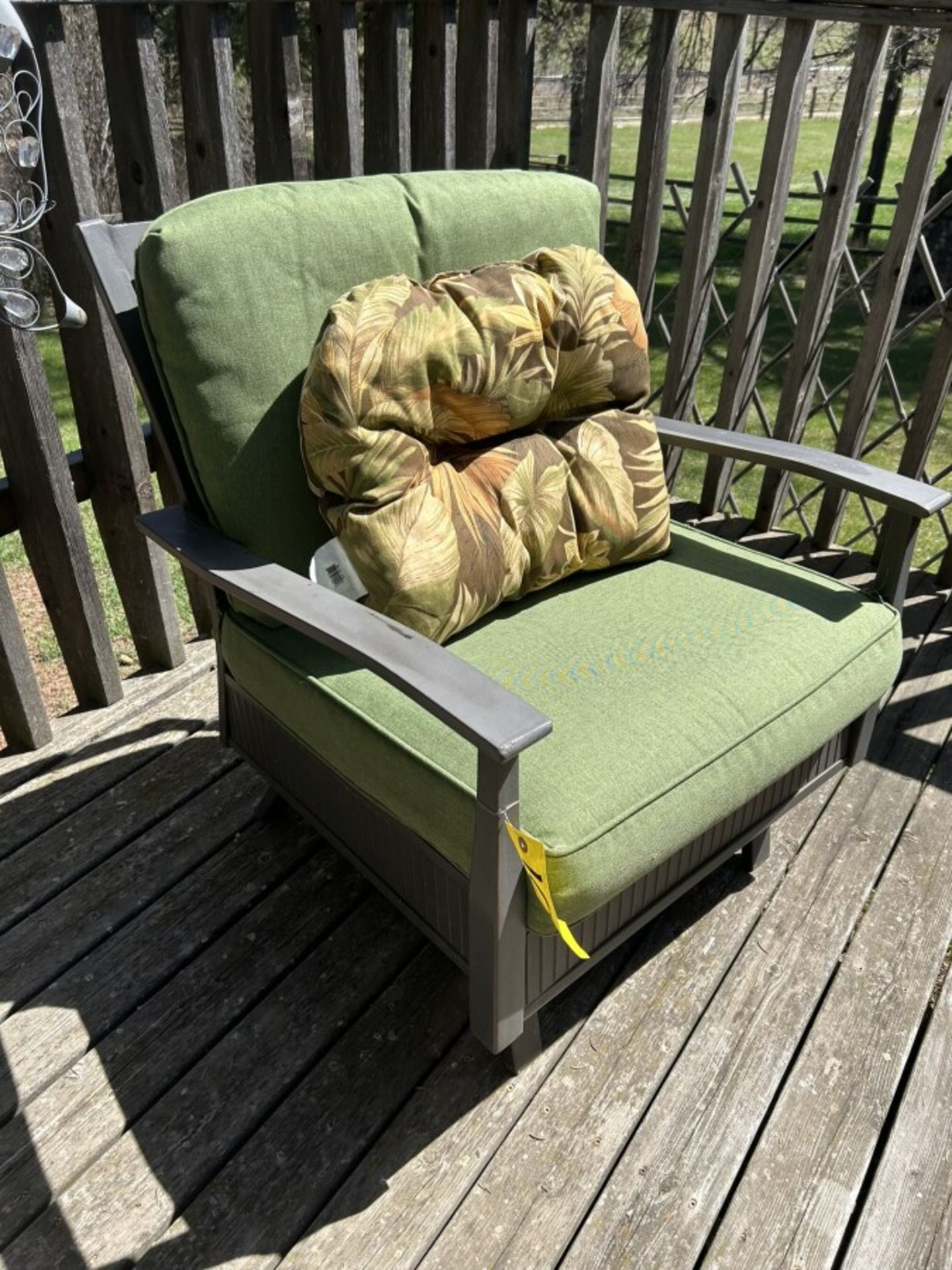 2 - PATIO CHAIRS W/GREEN CUSHIONS - Image 4 of 5