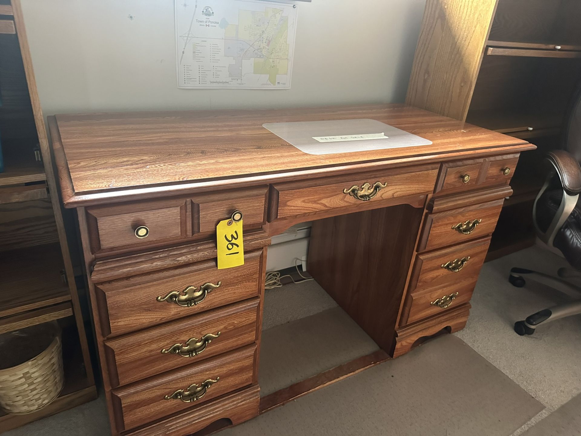 OAK DESK 52.5"X24"X30"H - Image 2 of 2