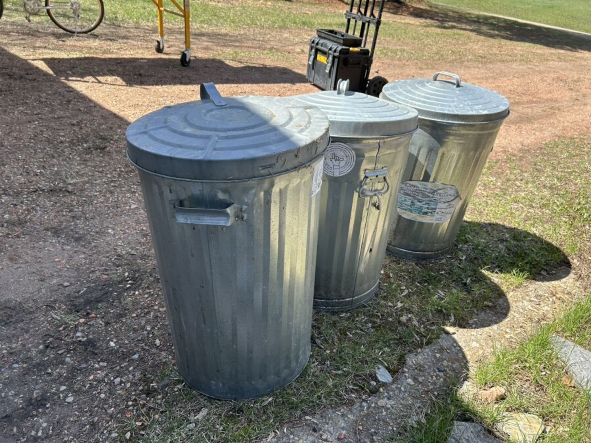 L/O - 3 GALV. GARBAGE CANS - Image 2 of 5