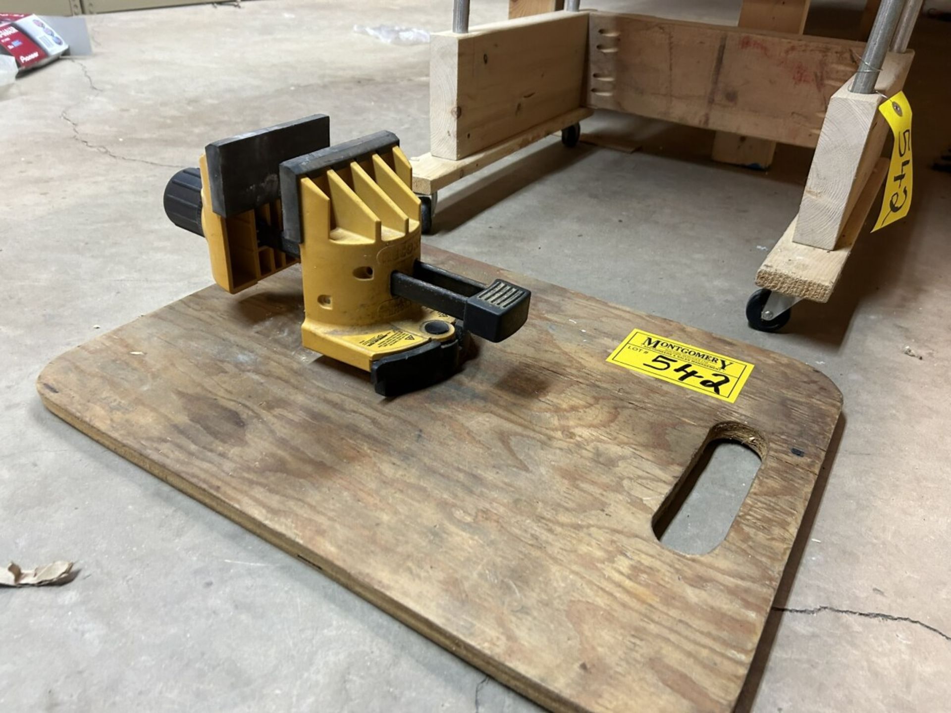 SHOP BUILT ROLLING CART/TABLE W/RECORD QUICK VISE 20X20X28 - Image 2 of 6