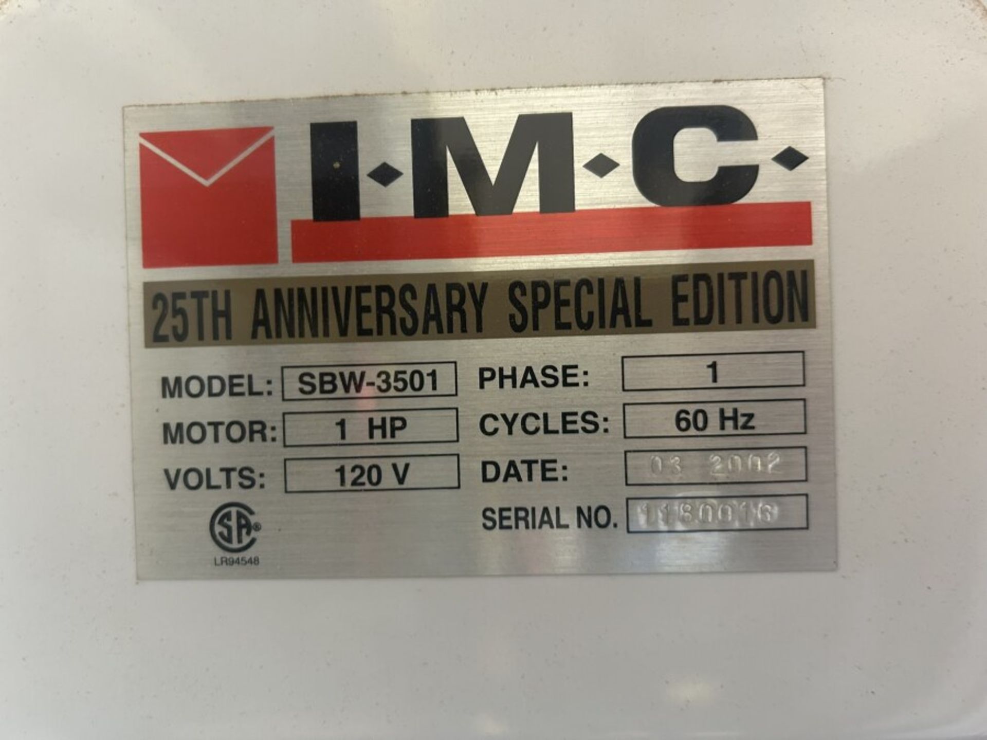 IMC SBW-3501 BAND SAW 25TH ANNIVERSARY SPECIAL EDITION, 1HP/120V/1PH - Image 8 of 8