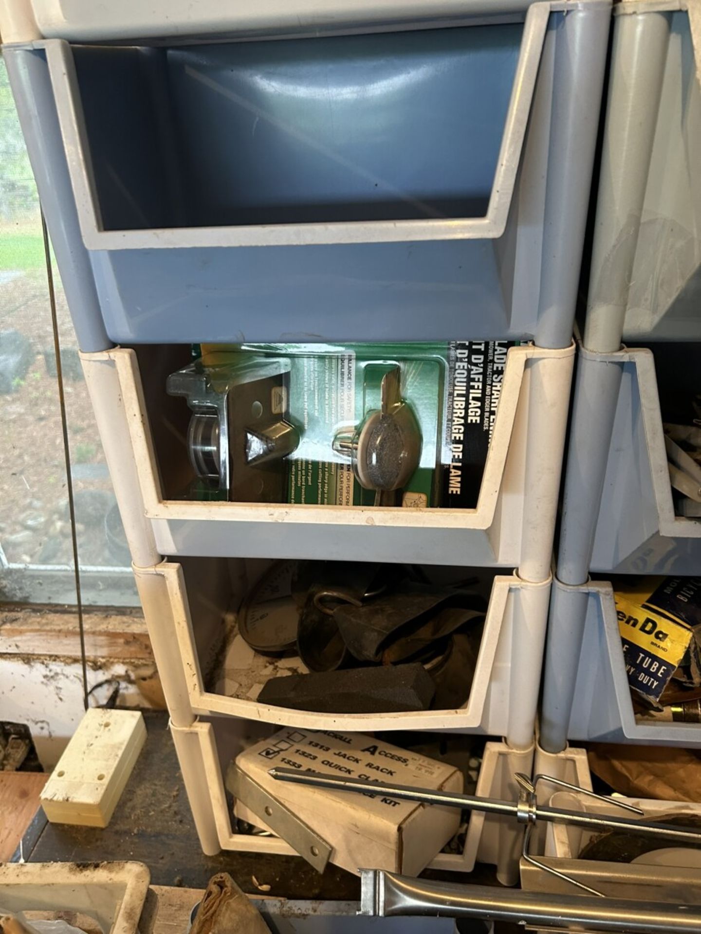 L/O ASSORTED POLY STORAGE BINS, HARDWARE, BRACKETS, FASTENERS, CLEVIS, SHACKLES, ETC. - Image 6 of 11