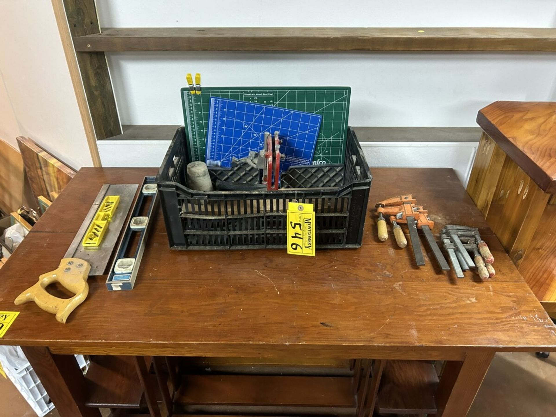 L/O ASSORTED TAPES, HOBBICO CUTTING MATS, CLAMPS, MITER BOX, ETC…