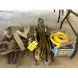 L/O ASSORTED RATCHET STRAPS, CHAIN BOOMERS, SLINGS, ETC.