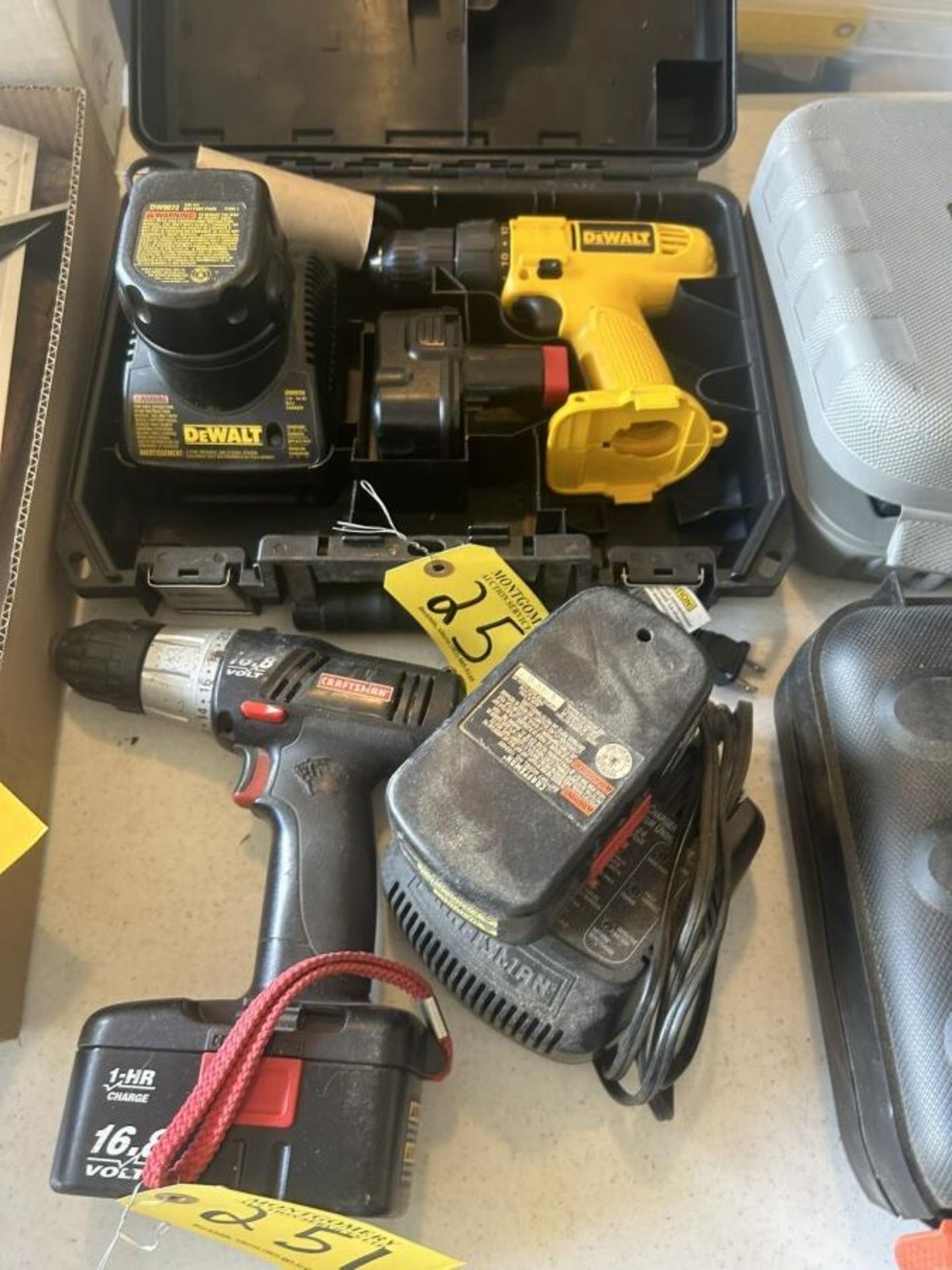 DEWALT 12V CORDLESS DRILL AND CRAFTSMAN CORDLESS DRILL W/ BATTERIES AND CHARGERS