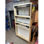 HANGING STORAGE TROLLEY W/ALUM. TUBING DOWELS 35X6X73 FROM CEILING (*NOTE: BUYER TO REMOVE)