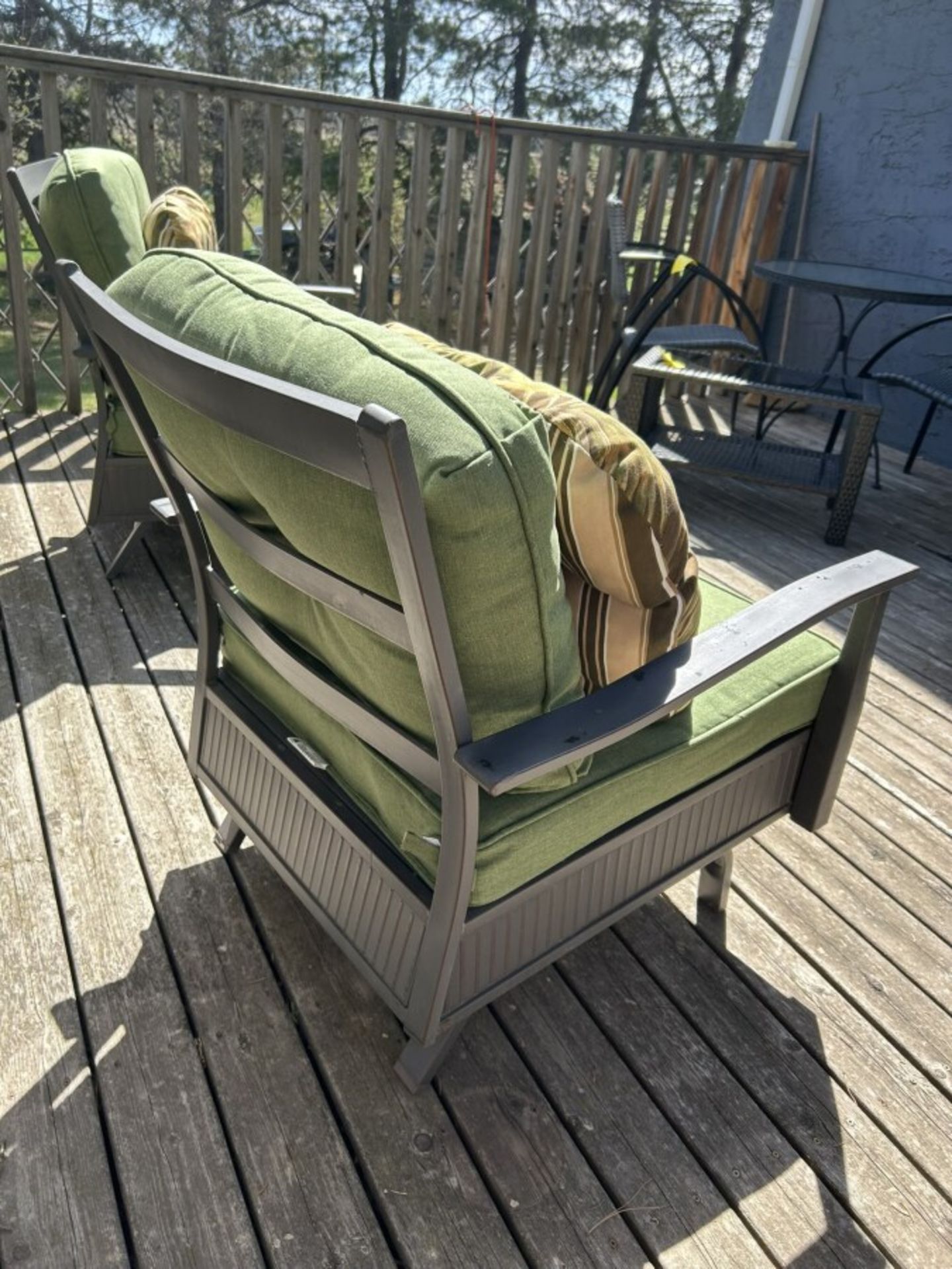 2 - PATIO CHAIRS W/GREEN CUSHIONS - Image 3 of 5