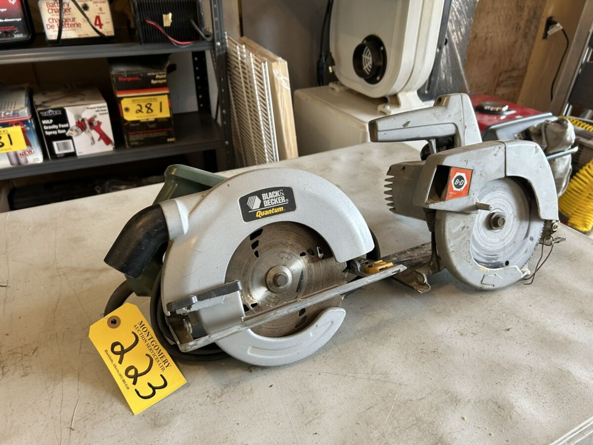 BLACK & DECKER QUANTUM ELEC. CIRCULAR SAW AND VINTAGE B&D CIRCULAR SAW