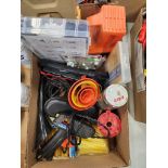 HOT GLUE GUN, POLY RETAINER CLIP ASSORTMENT AND ASSORTED HARDWARE, ETC.