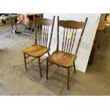 2-ANTIQUE WOODEN PRESS BACK CHAIRS (TIMES THE MONEY X2)