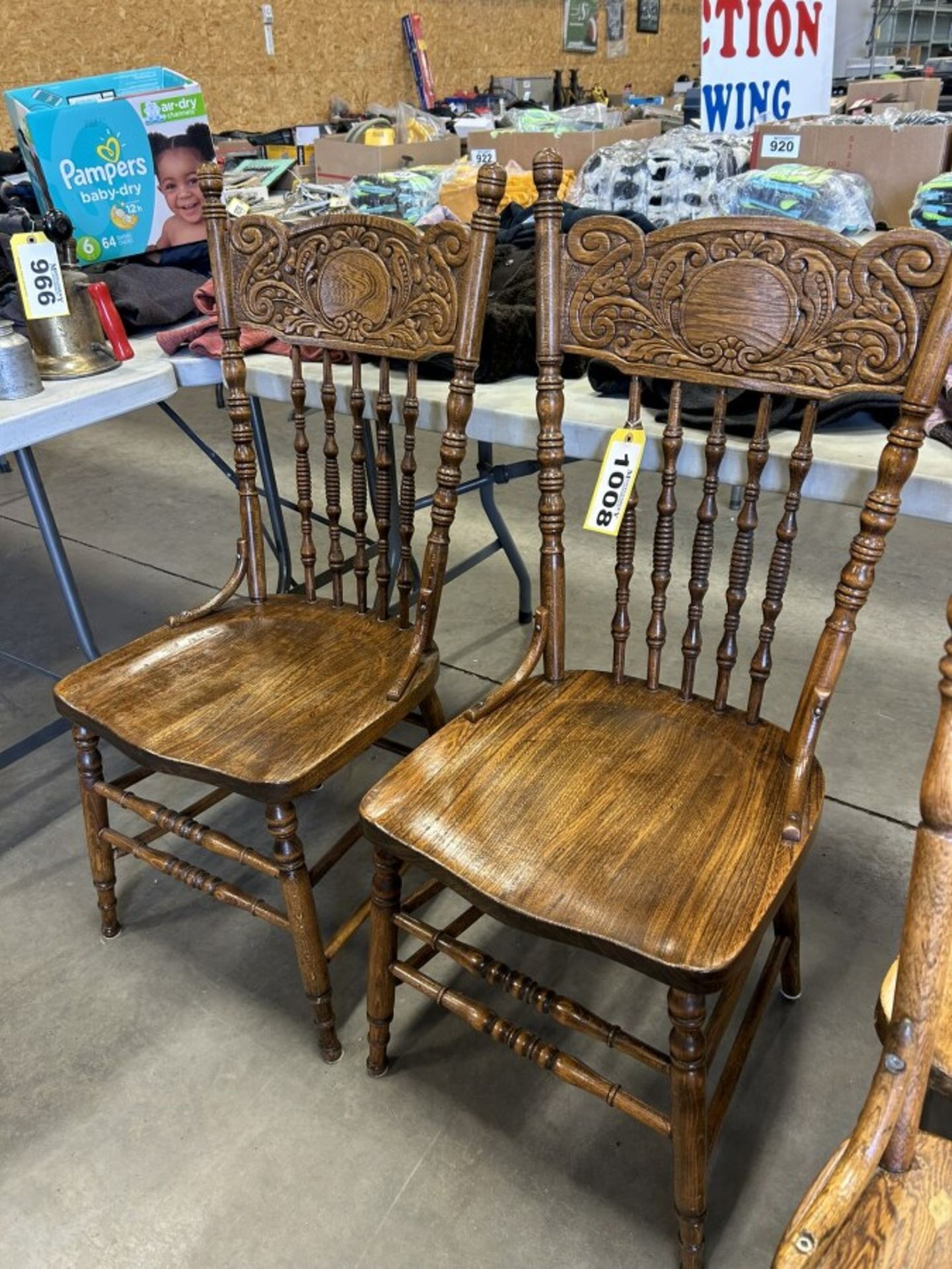 2-ANTIQUE WOODEN PRESS BACK CHAIRS (TIMES THE MONEY X2) - Image 2 of 4