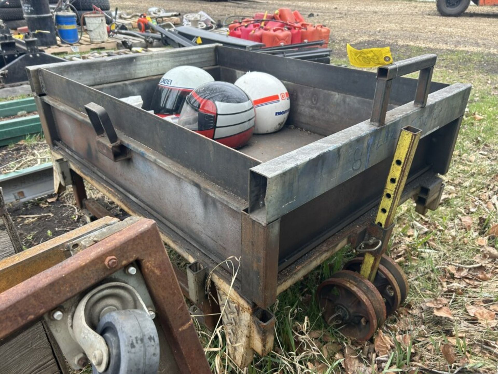 STEEL ROLLING SHOP CART, CRASH HELMETS, ETC - Image 2 of 8