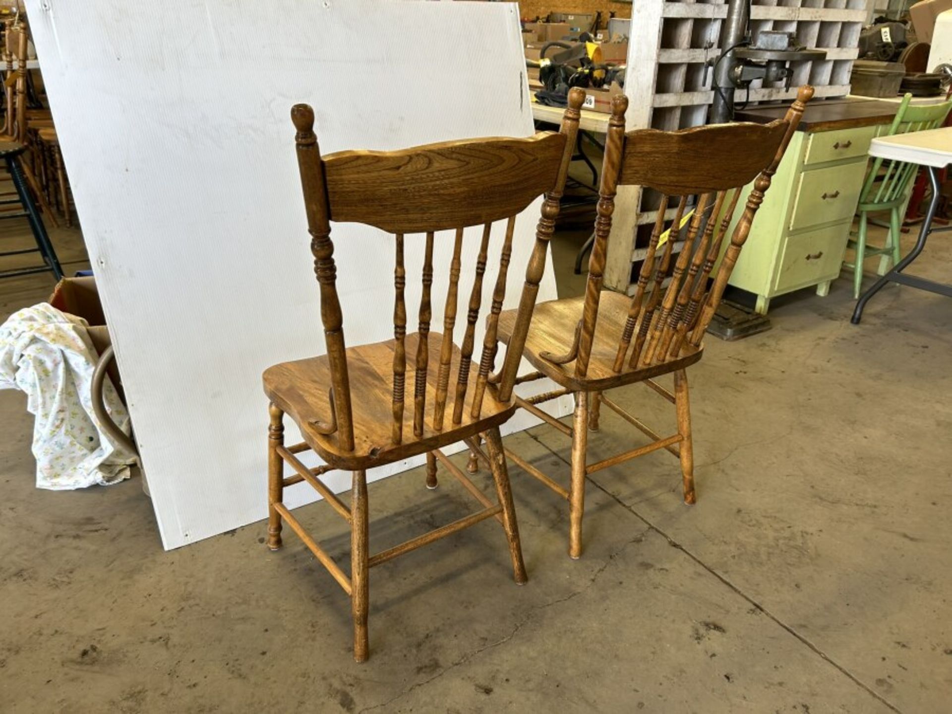 2-ANTIQUE WOODEN PRESS BACK CHAIRS (TIMES THE MONEY X2) - Image 4 of 4