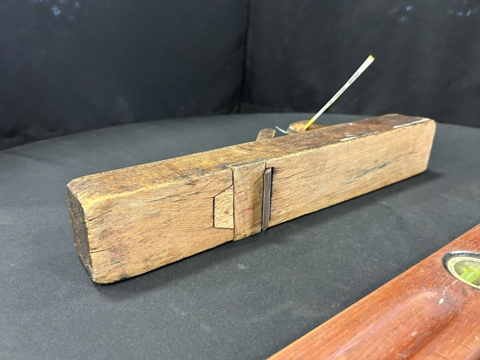 ANTIQUE WOODEN BLOCK PLANE AND WOODEN CARPENTERS LEVELS - Image 4 of 5