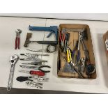 L/O ASSORTED HAND TOOLS PLIERS, ESTWING ROOFERS HATCHET, ETC.