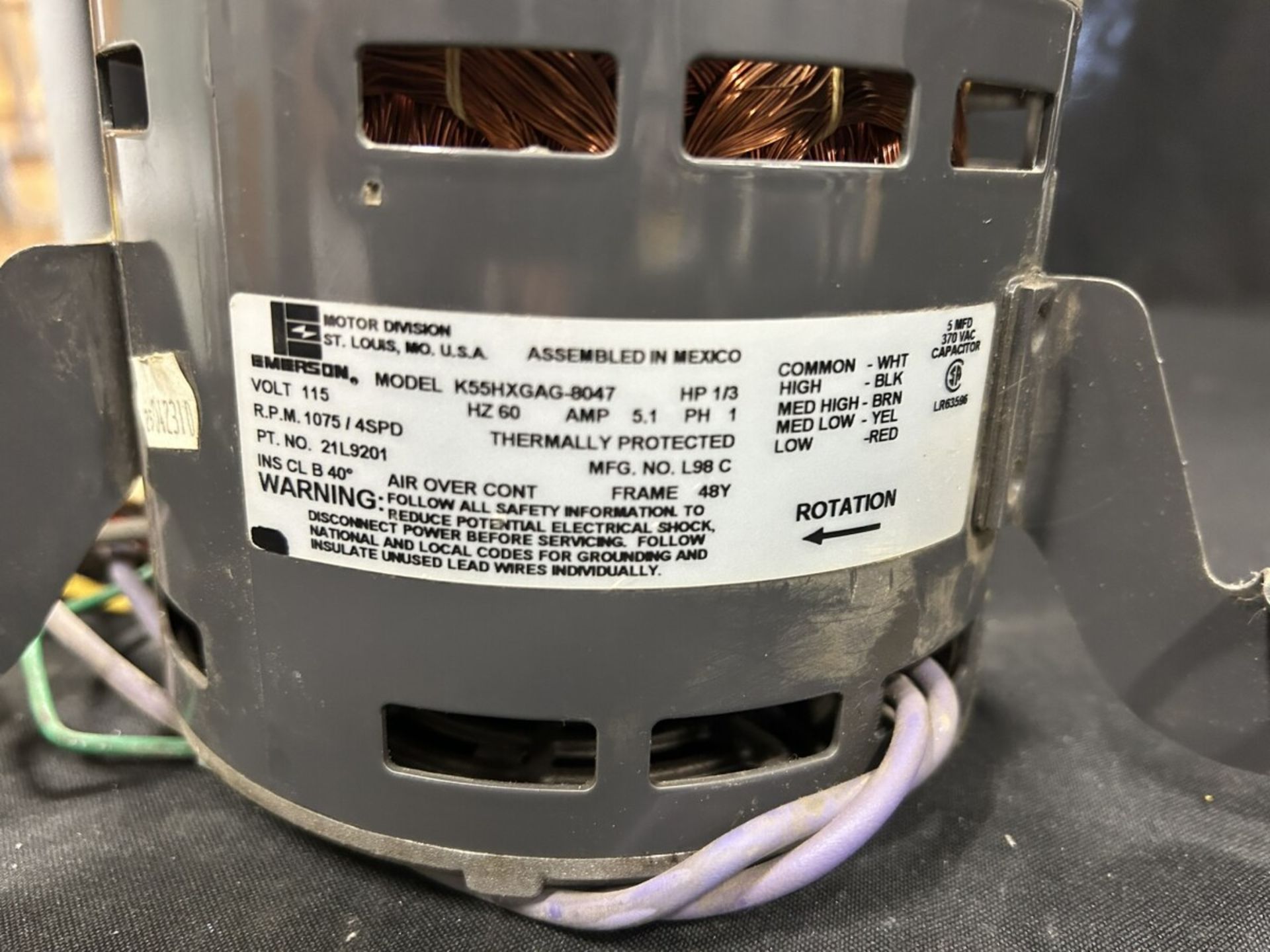 115V/0.33HP ELEC. MOTOR - Image 2 of 3