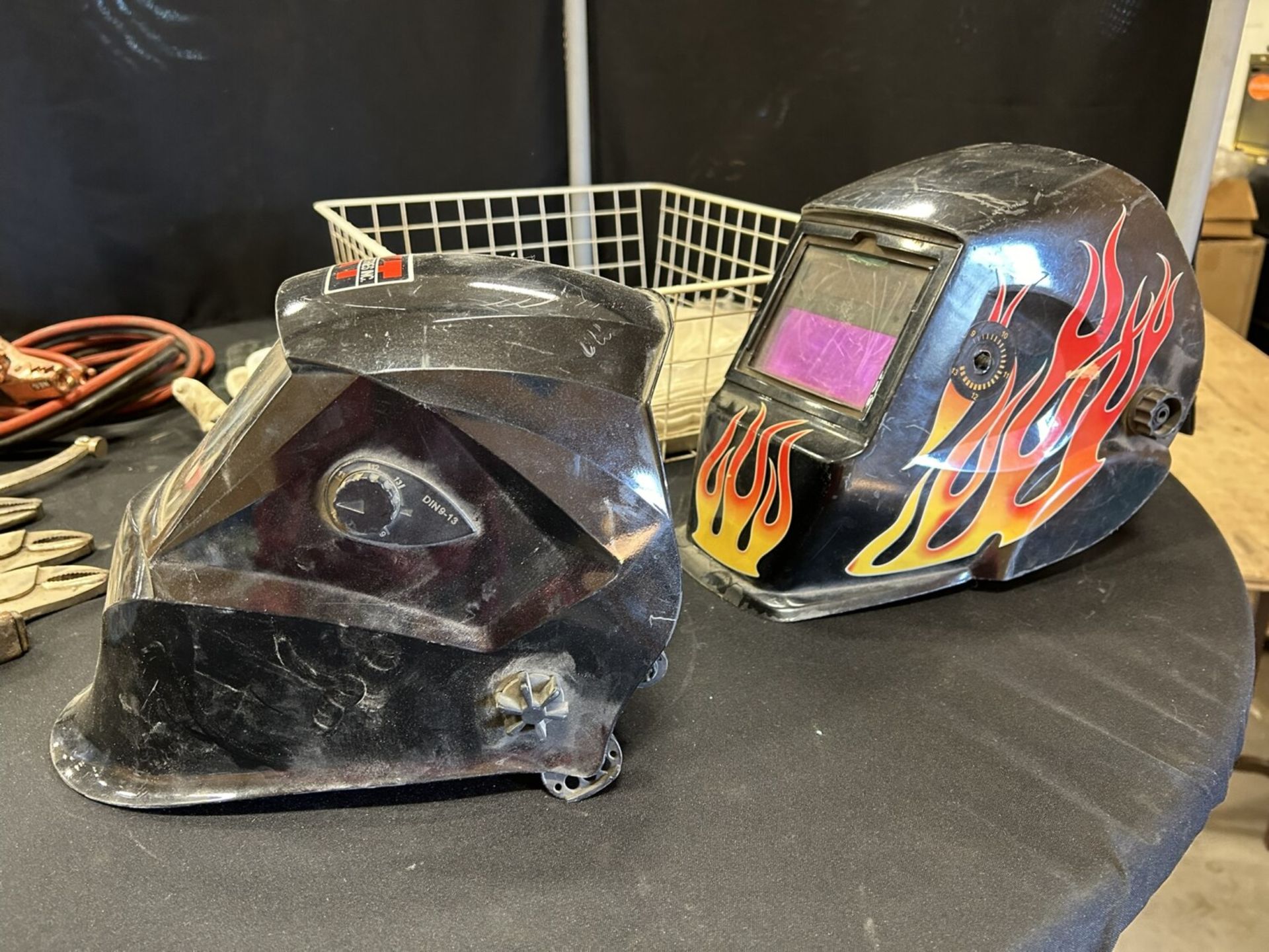 WELDING HELMETS, BOOSTER CABLES, CLAMPS, ETC. - Image 6 of 8