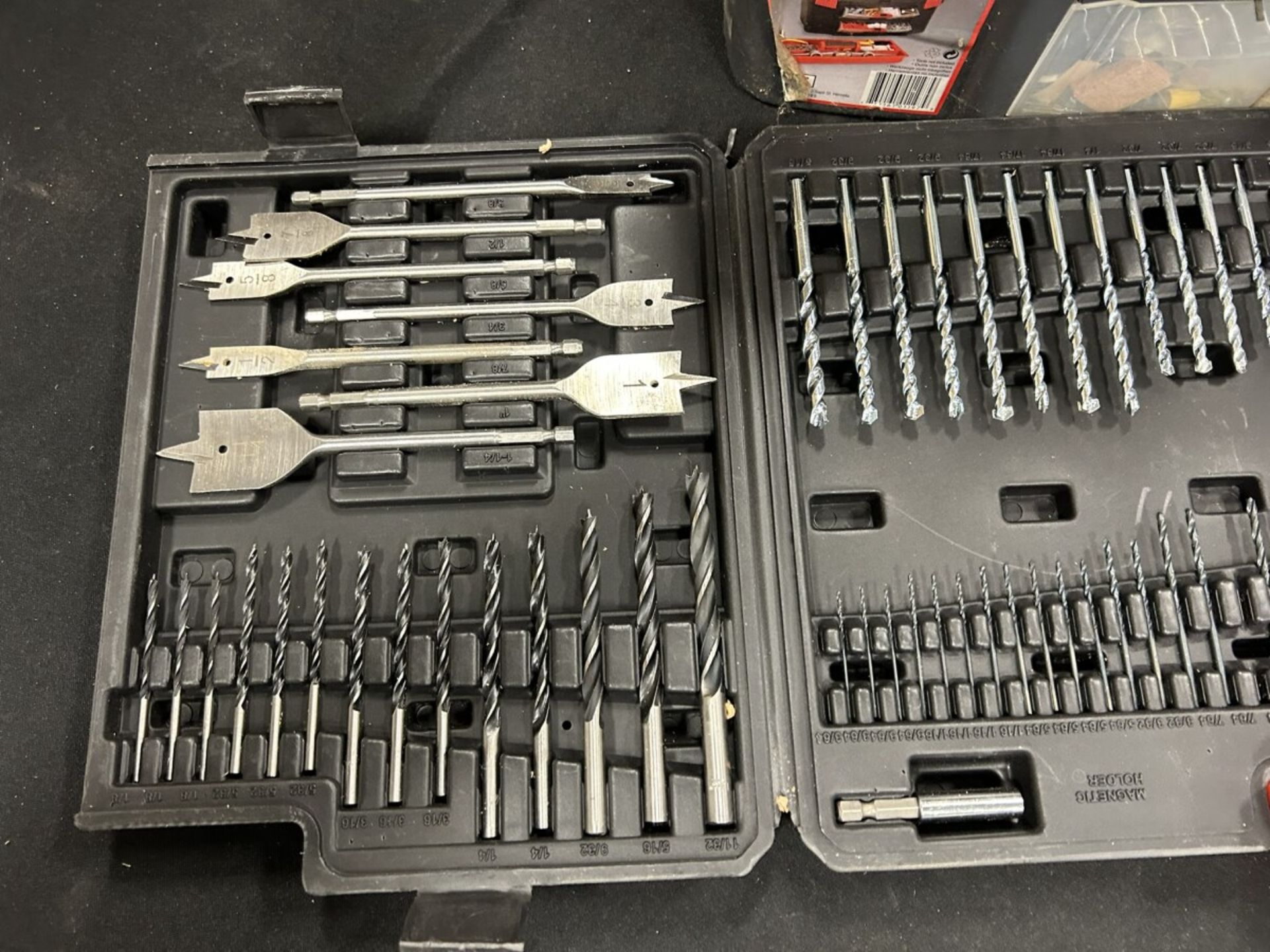 BLACK & DECKER DRILL/DRIVER BIT SET AND POLY TOOLBOX W/ ASSORTED HAND TOOLS AND HARDWARE - Image 2 of 7