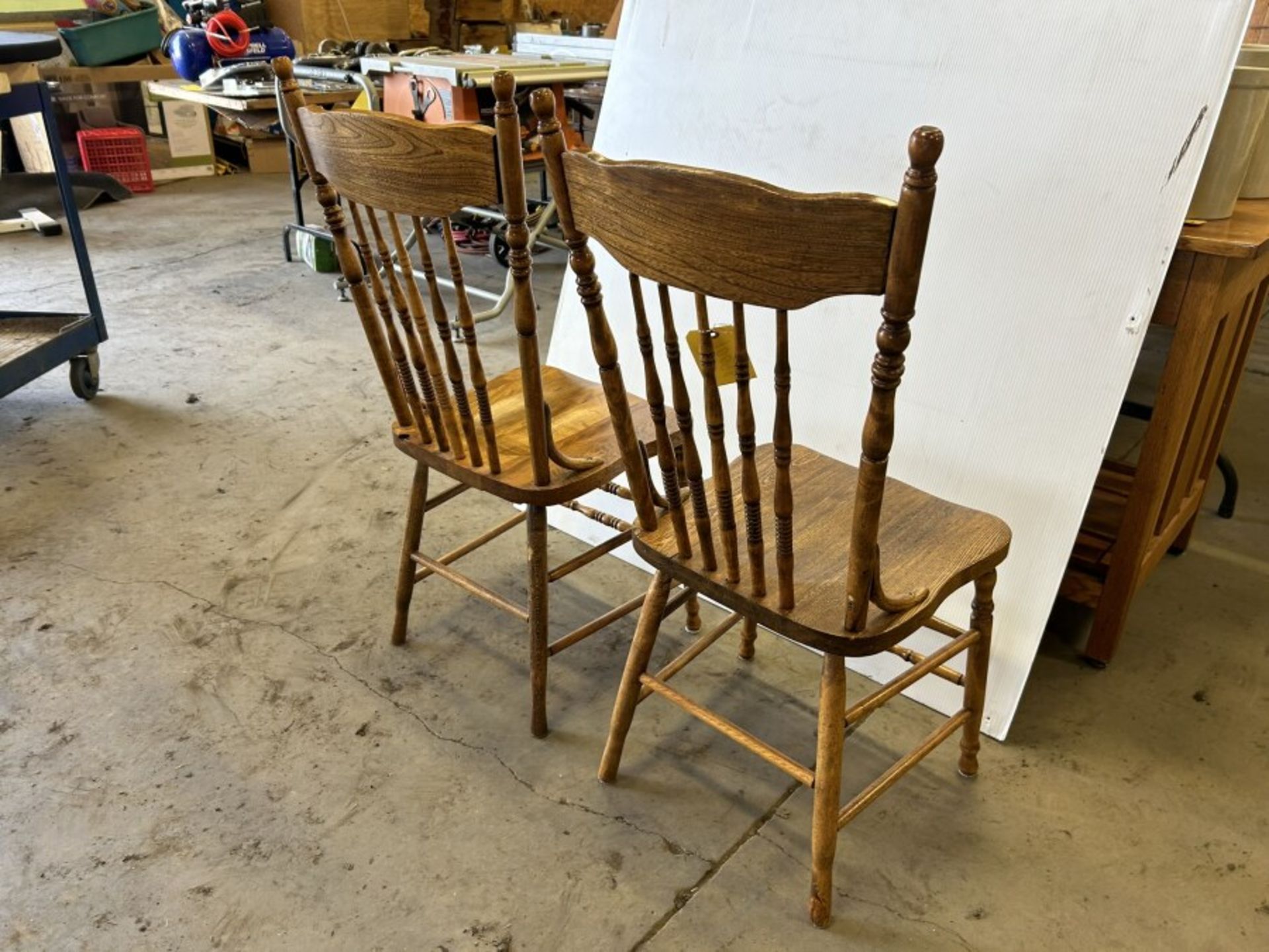 2-ANTIQUE WOODEN PRESS BACK CHAIRS (TIMES THE MONEY X2) - Image 3 of 4