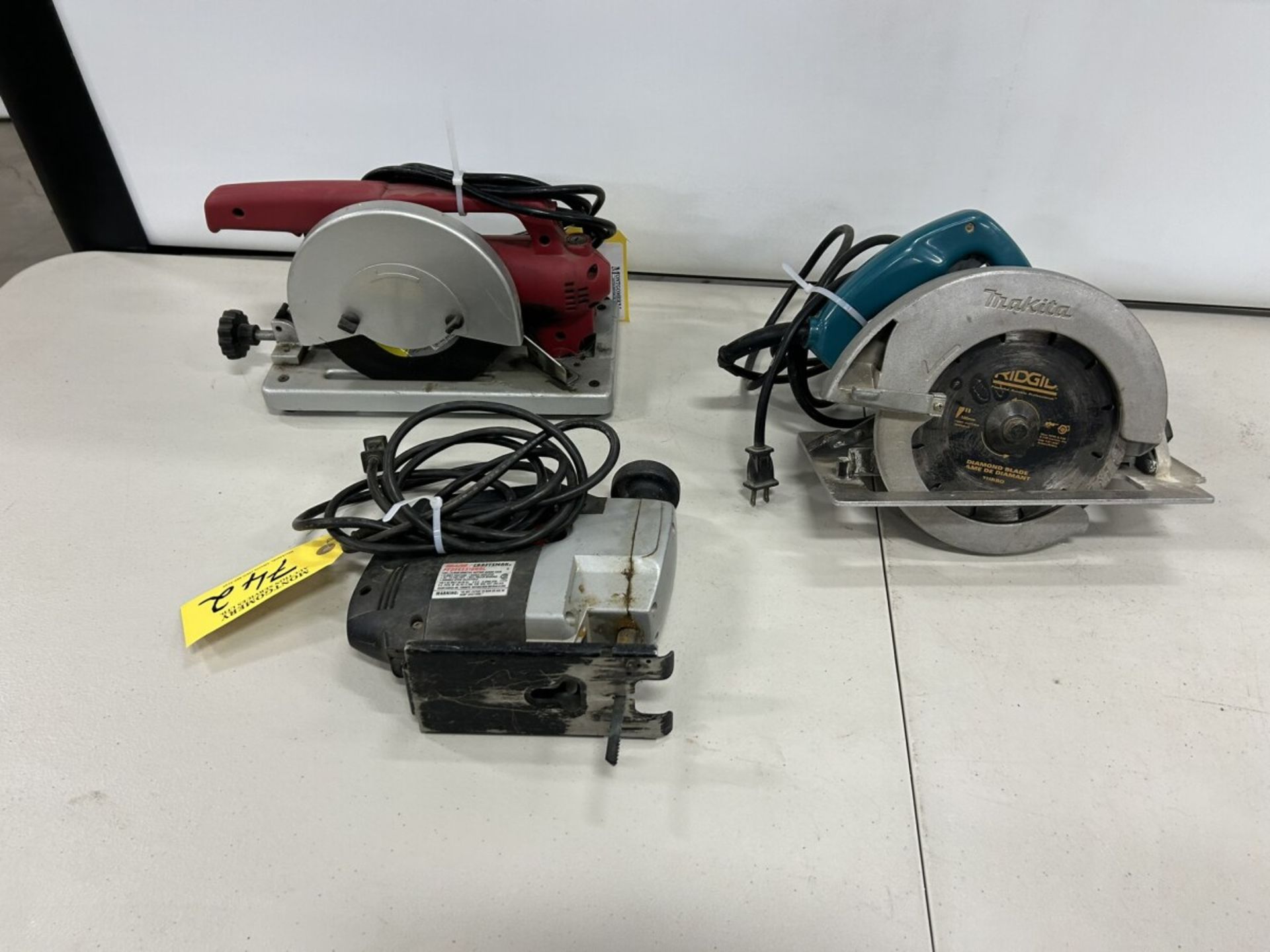 MAKITA 7.25" CIRCULAR SAW, SEARS JIGSAW, 7" ABRASIVE CUTOFF MACHINE