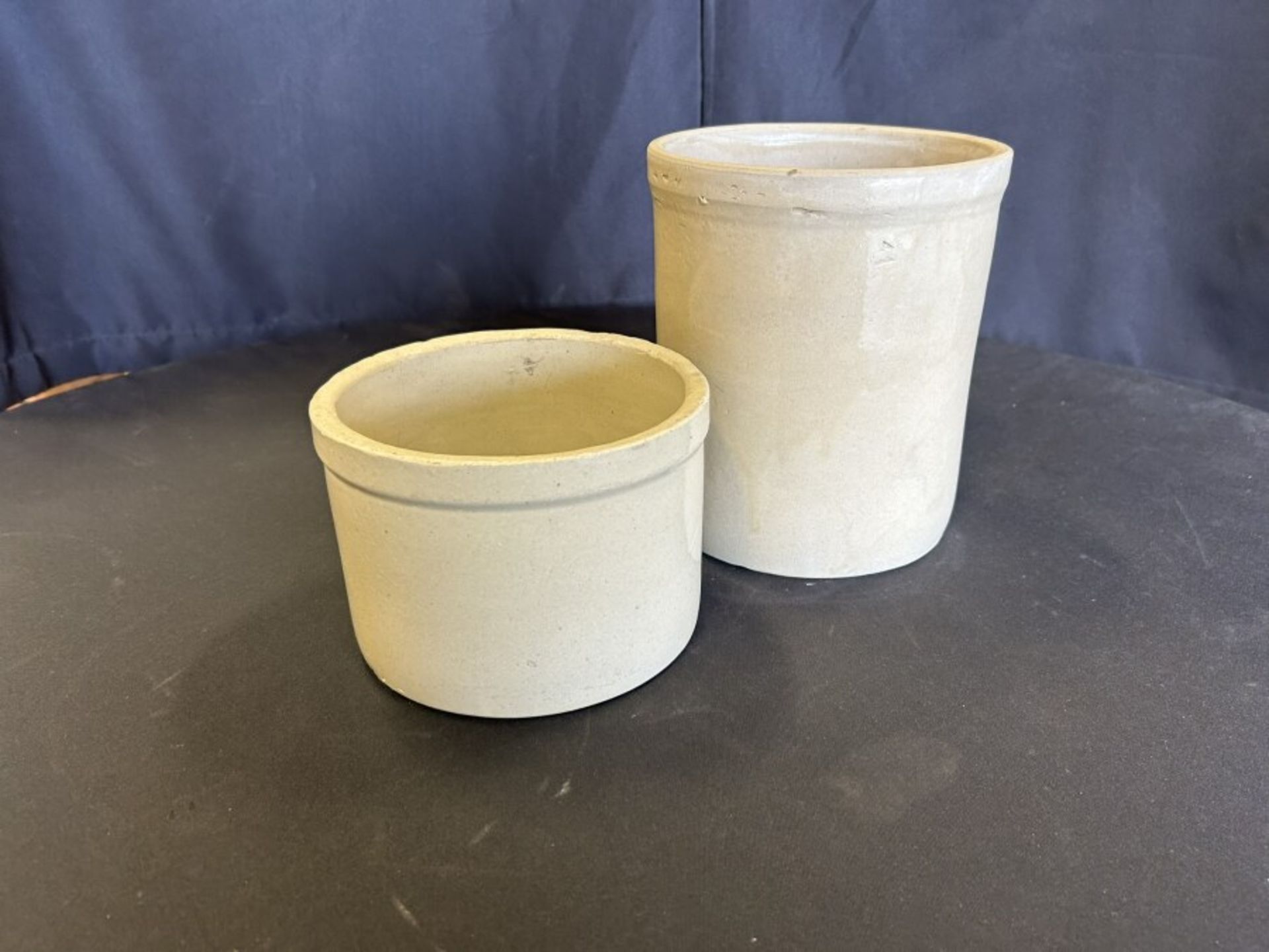 2-ANTIQUE CROCK CANISTERS - Image 2 of 7