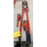 RIDGID 8" STEEL PIPE WRENCH, 12" STEEL PIPE WRENCH, 24" BOLT CUTTERS