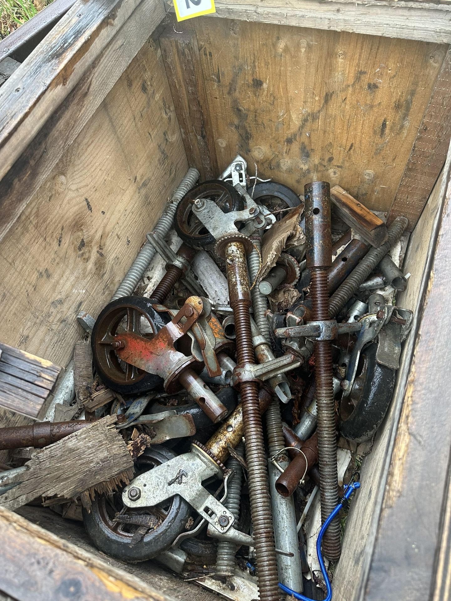 STEEL DOLLY FRAMES AND ASSORTED SCAFFOLDING WHEELS