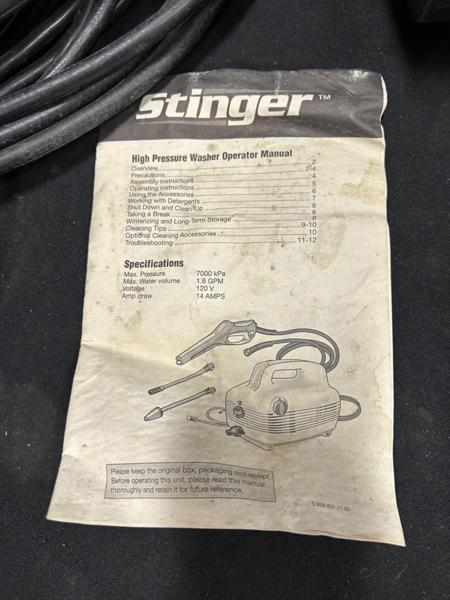 STINGER PORTABLE PRESSURE WASHER - Image 2 of 5