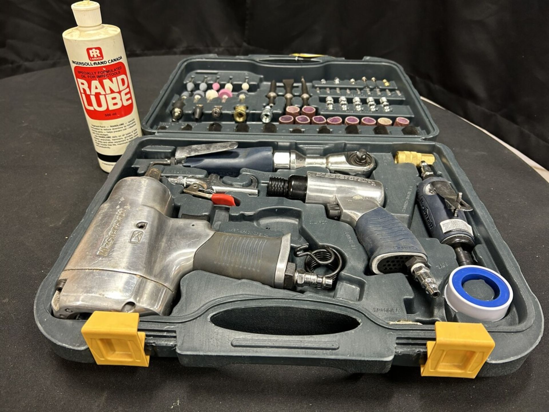 MASTERCRAFT 1/2" PNEUMATIC IMPACT WRENCH & CHISEL W/ POINTS, DRUMS, FITTINGS, ETC.