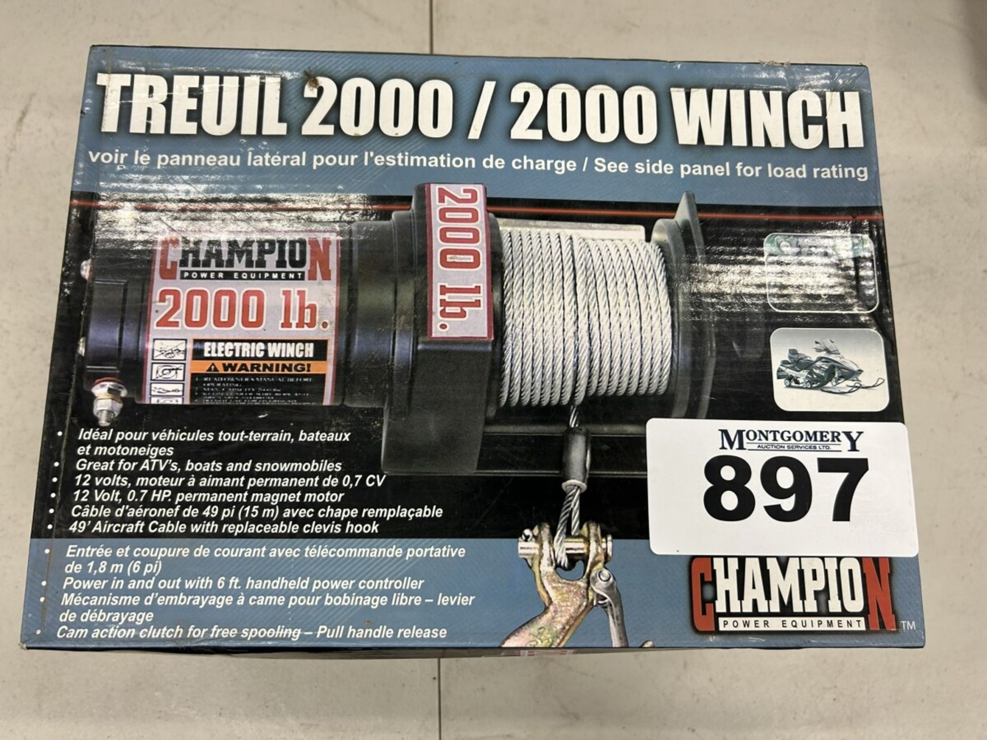 CHAMPION POWER EQUIPMENT 2000LBS WINCH