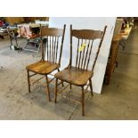 2-ANTIQUE WOODEN PRESS BACK CHAIRS (TIMES THE MONEY X2)