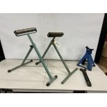 PAIR OF ADJUSTABLE ROLLER STANDS W/ JACK STAND