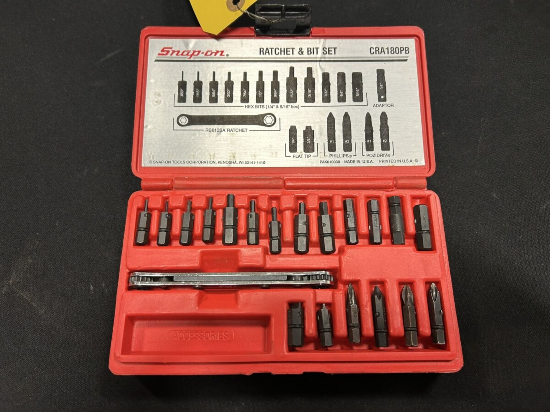 SNAP-ON RATCHET & BIT SET CRA180PB