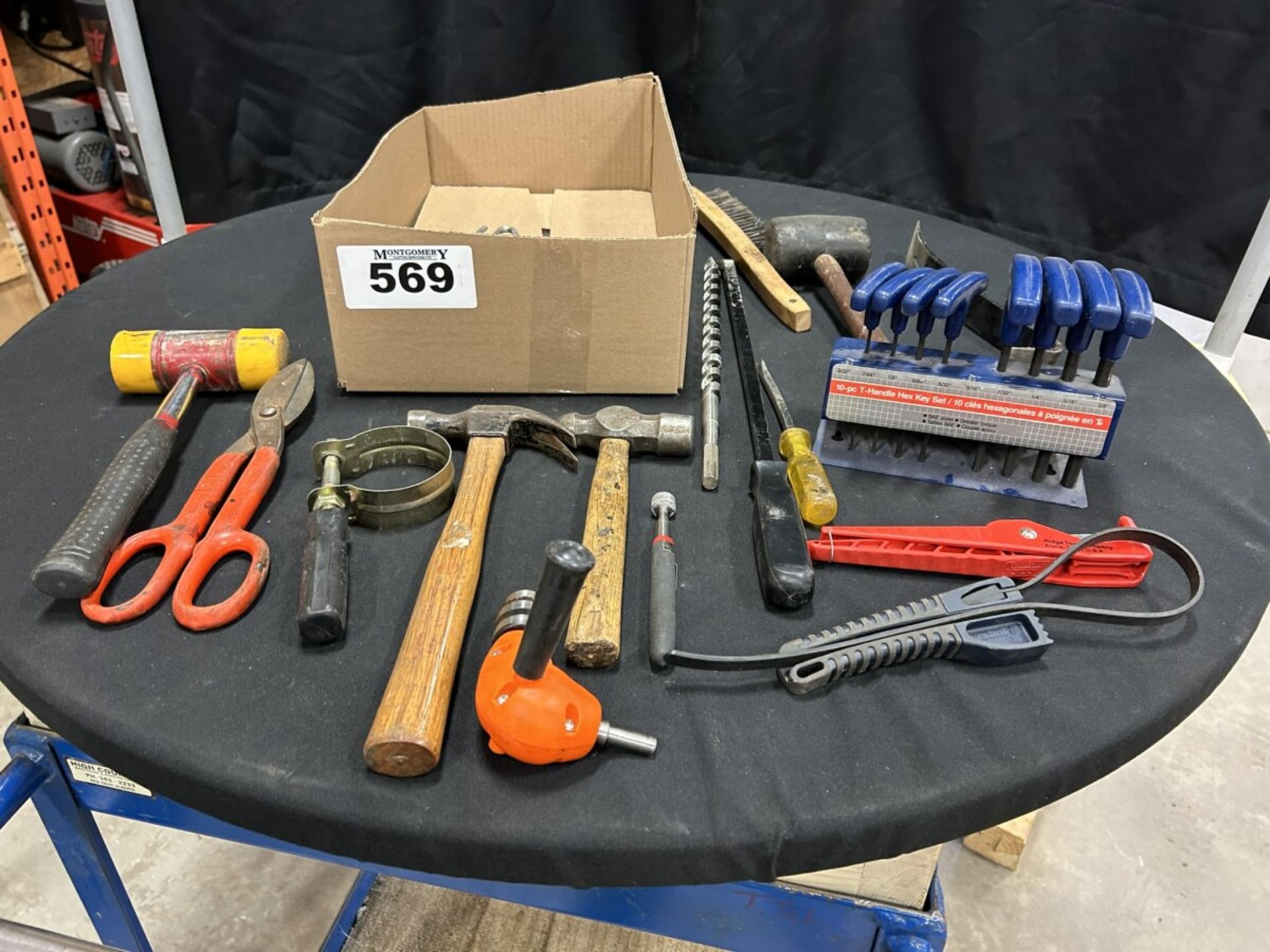 T-HANDLE SAE HEX KEYS, ASSORTED HAMMERS, ETC.