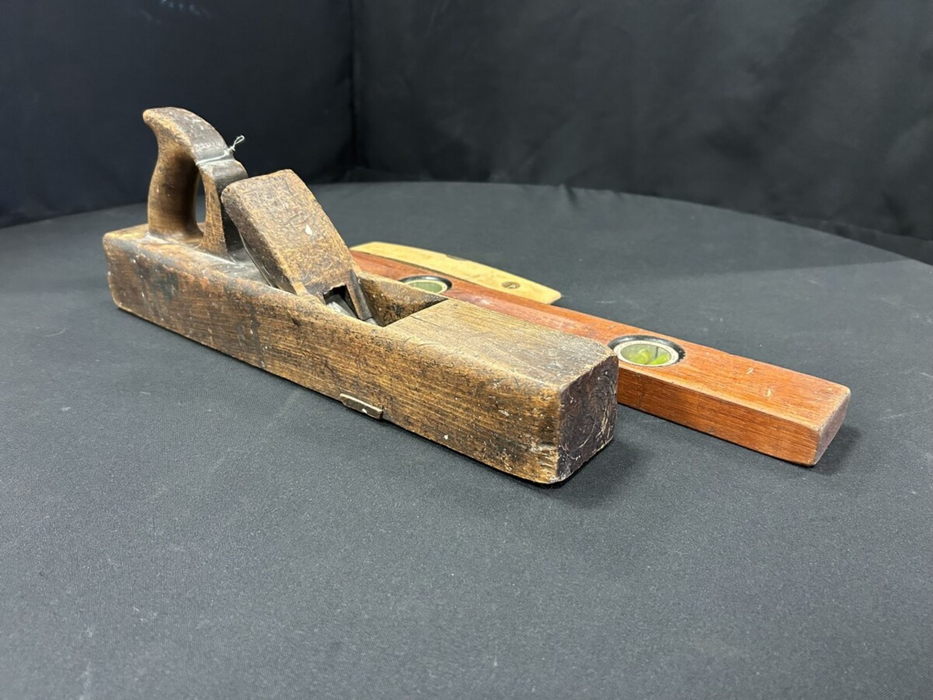 ANTIQUE WOODEN BLOCK PLANE AND WOODEN CARPENTERS LEVELS - Image 3 of 5