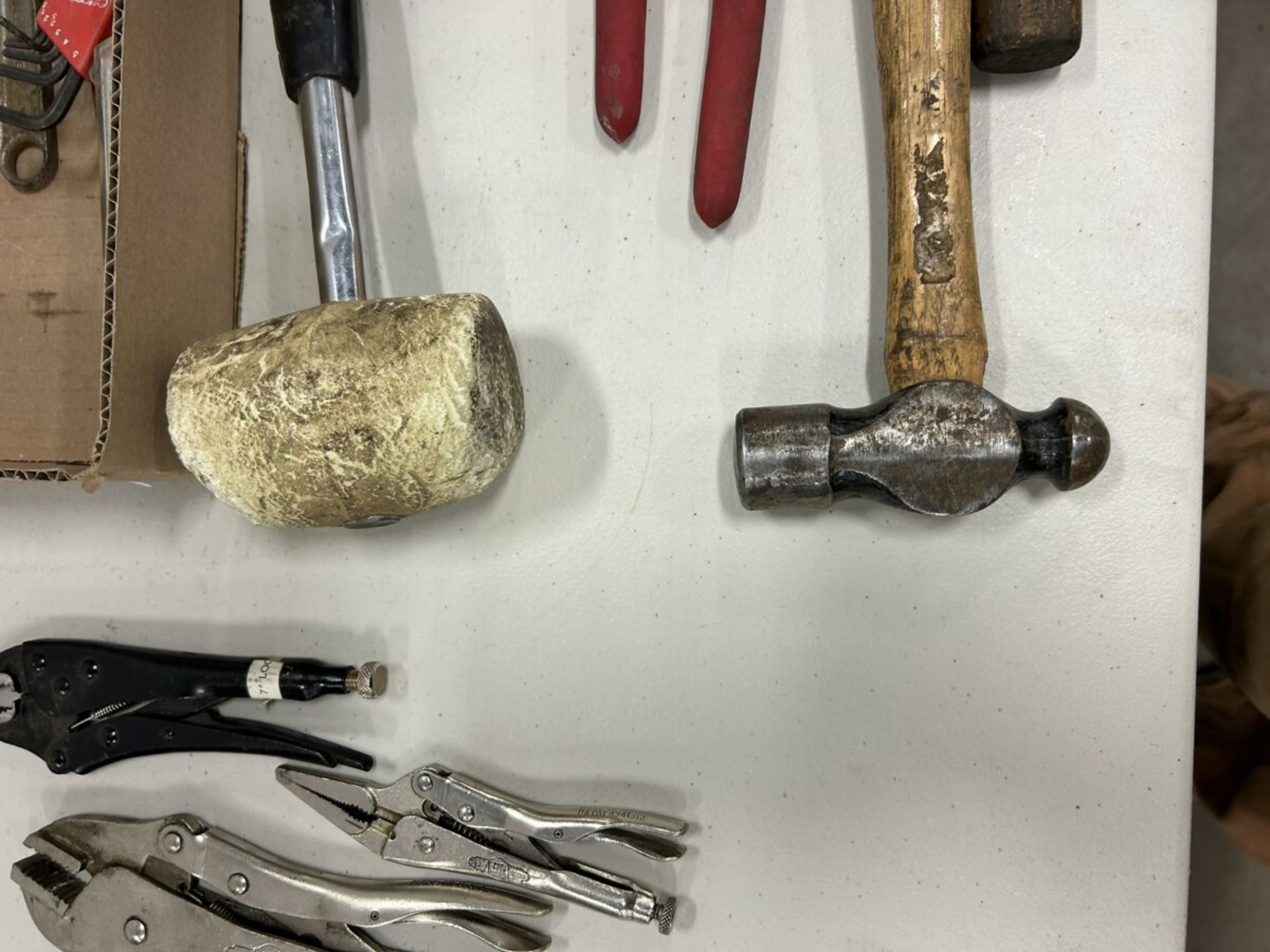 L/O ASSORTED HAND TOOLS -RUBBER MALLET, HAMMERS ,VICE GRIPS, PRY BARS, ETC. - Image 3 of 5