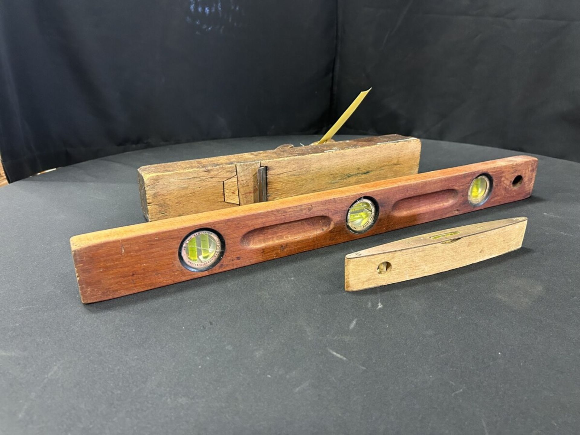 ANTIQUE WOODEN BLOCK PLANE AND WOODEN CARPENTERS LEVELS - Image 5 of 5