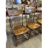 2-ANTIQUE WOODEN PRESS BACK CHAIRS (TIMES THE MONEY X2)