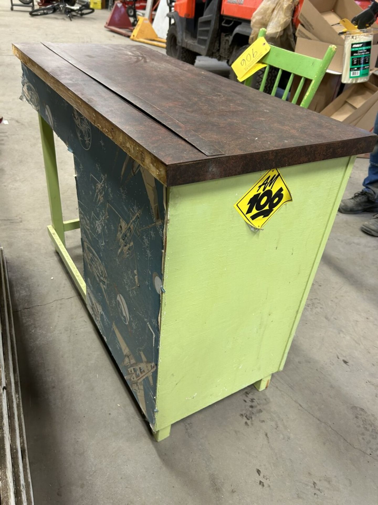 ANTIQUE 4 DRAWER DESK (42"X18") & CHAIR W/ STORAGE UNIT (51"X6"X53"T) - Image 5 of 5