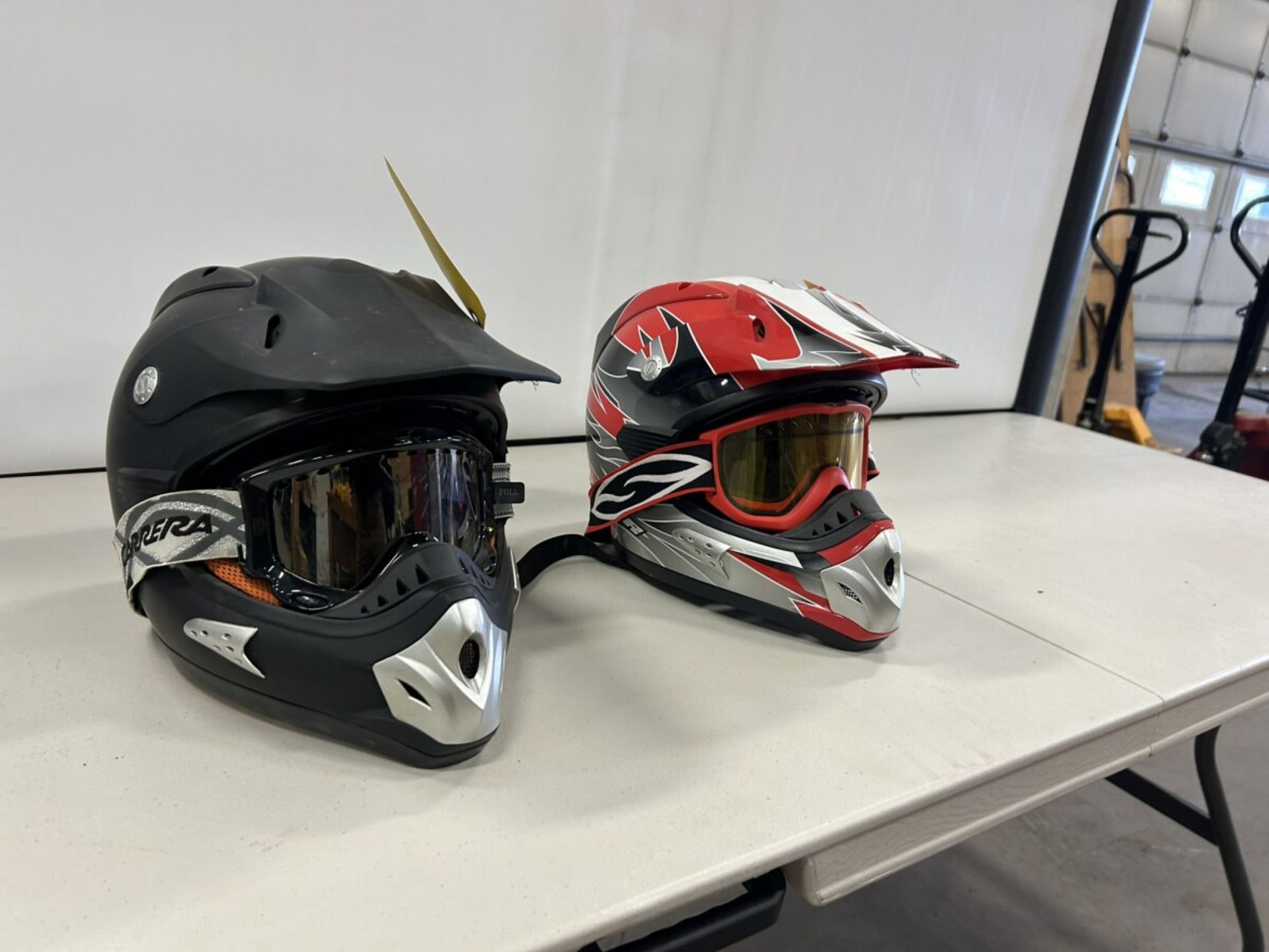 2-MOTORCYLE CRASH HELMETS W/ GOOGLES