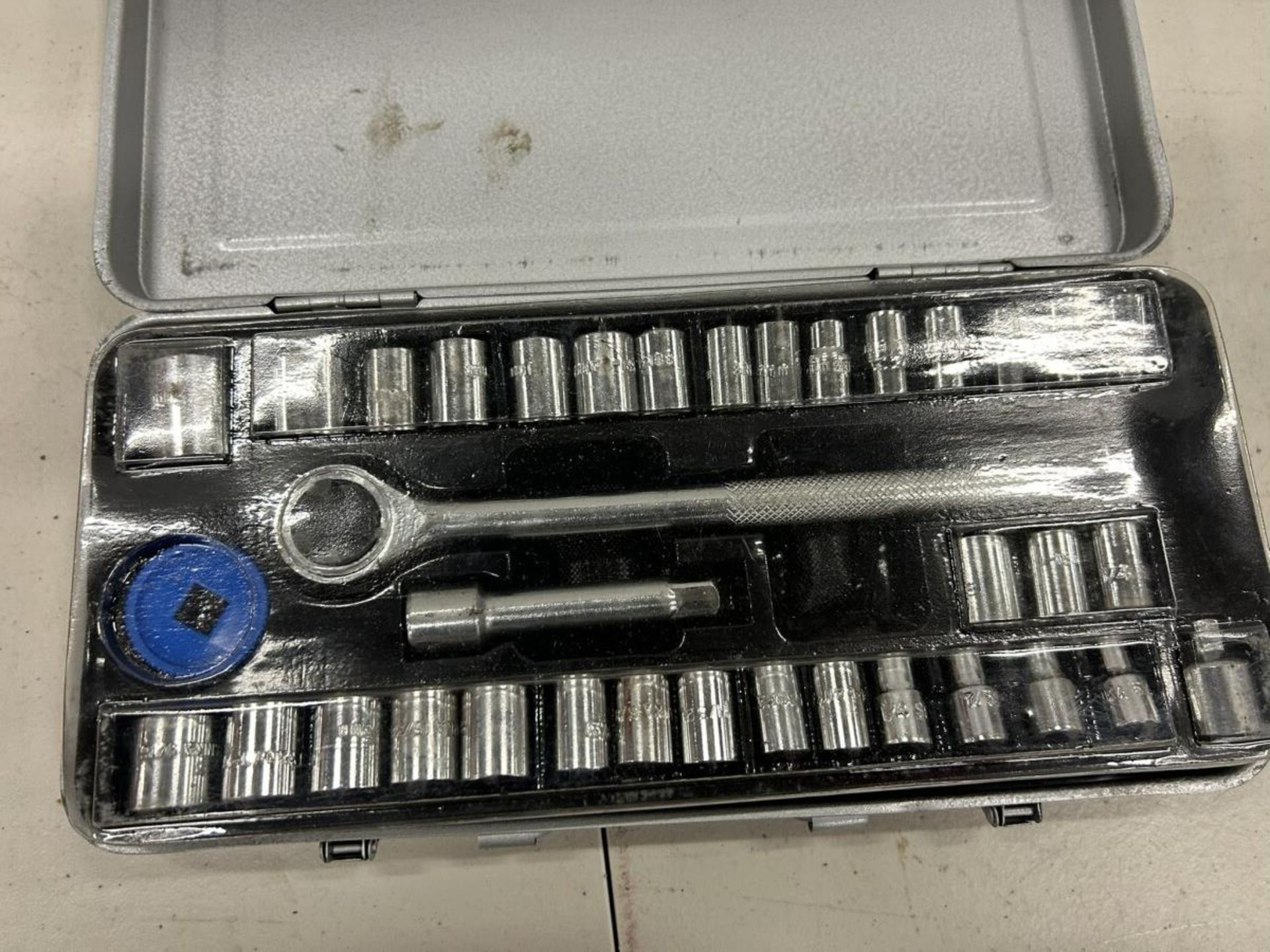 CANADIAN TIRE TOOL BOX, ASSORTED TOOLS, AND SOCKET SET - Image 4 of 4